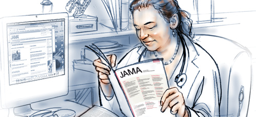 Doctor reading JAMA